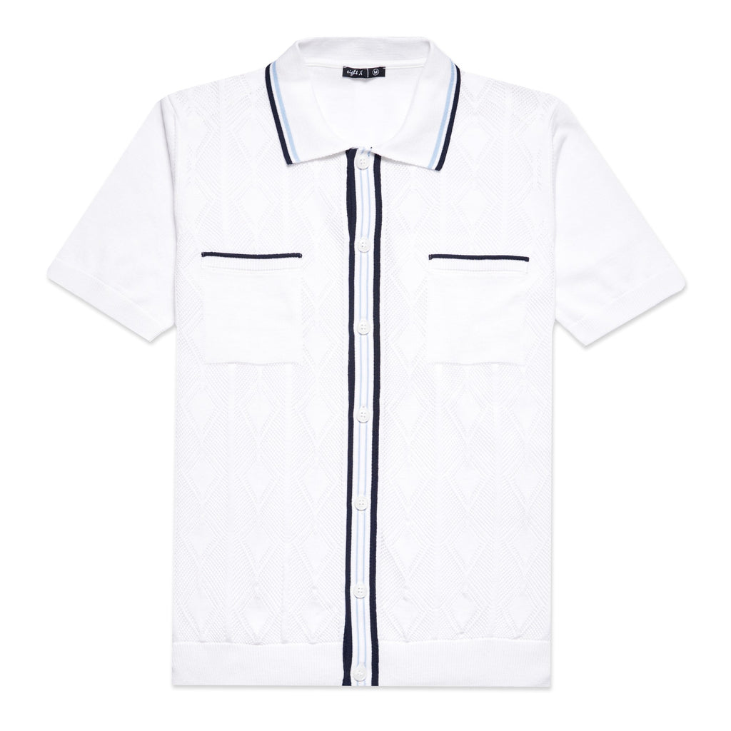 The Chandler Knit Polo Shirt - White Button Down Shirts Eight-X WHITE S