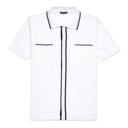 The Chandler Knit Polo Shirt - White Button Down Shirts Eight-X WHITE S