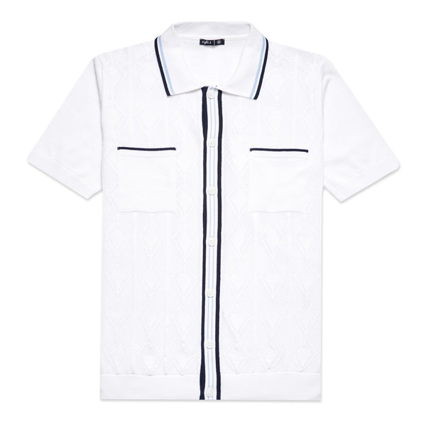The Chandler Knit Polo Shirt - White – Eight-X