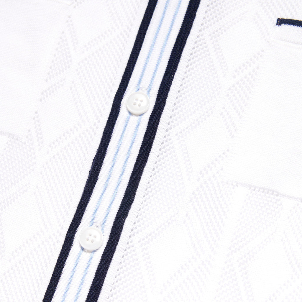 The Chandler Knit Polo Shirt - White Button Down Shirts Eight-X