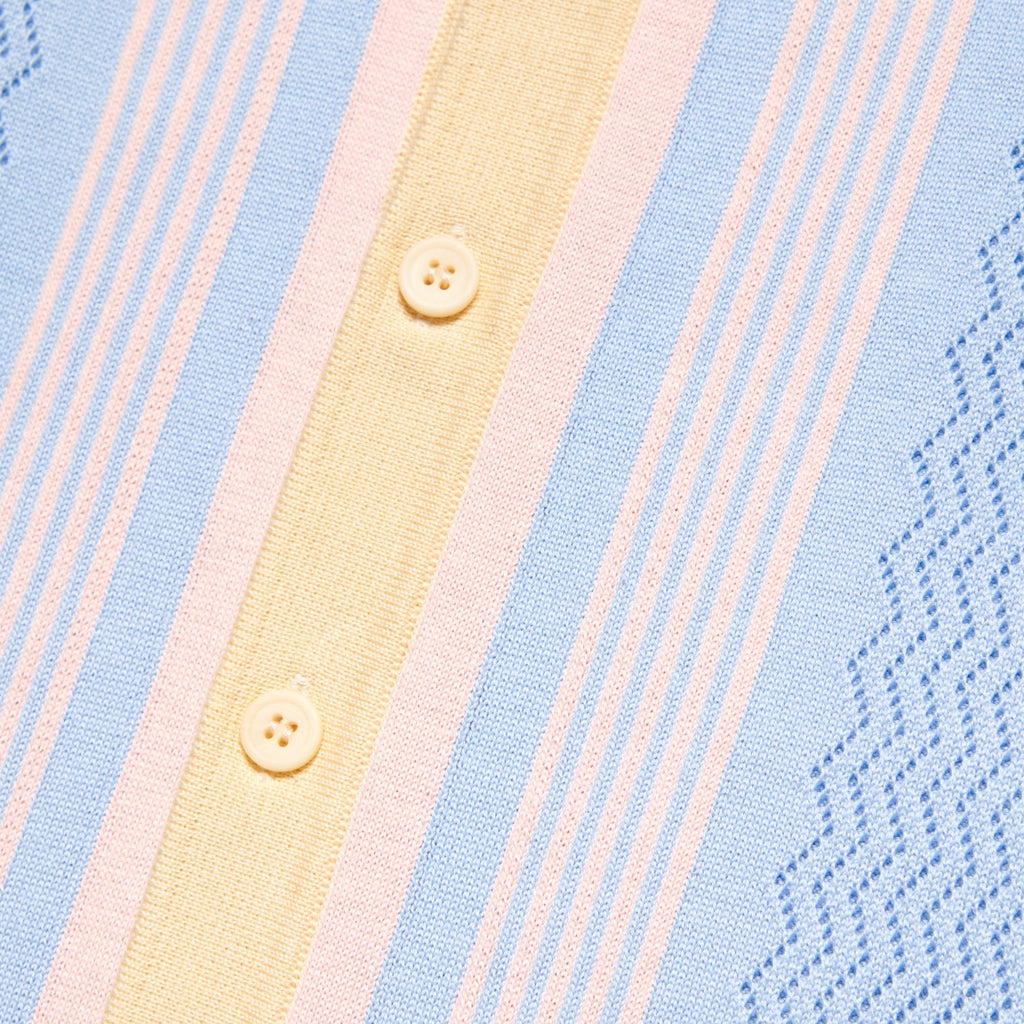 The Linear Knit Polo Shirt - Cotton Candy Button Down Shirts Eight-X