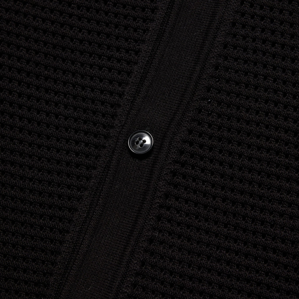 The Docker Knit Button Up Short Sleeve Shirt - Black Button Down Shirts Eight-X