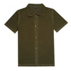 The Docker Knit Button Up Short Sleeve Shirt - Olive Button Down Shirts Eight-X GREEN S