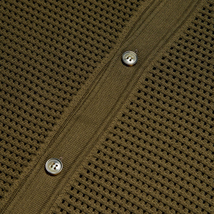 The Docker Knit Button Up Short Sleeve Shirt - Olive Button Down Shirts Eight-X