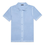 The Docker Knit Button Up Short Sleeve Shirt - Light Blue Button Down Shirts Eight-X LIGHT BLUE S