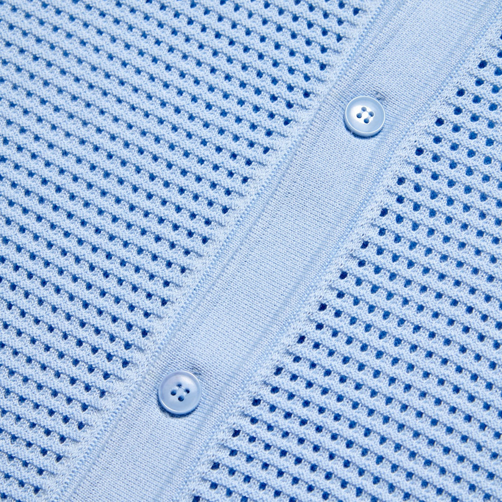 The Docker Knit Button Up Short Sleeve Shirt - Light Blue Button Down Shirts Eight-X