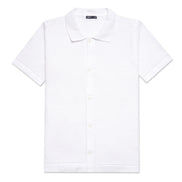 The Docker Knit Button Up Short Sleeve Shirt - White Button Down Shirts Eight-X WHITE S
