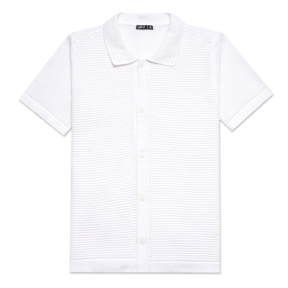 The Docker Knit Button Up Short Sleeve Shirt - White Button Down Shirts Eight-X WHITE S
