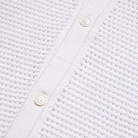The Docker Knit Button Up Short Sleeve Shirt - White Button Down Shirts Eight-X