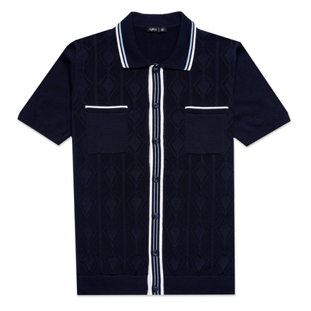 The Chandler Knit Polo Shirt - Navy Button Down Shirts Eight-X NAVY S