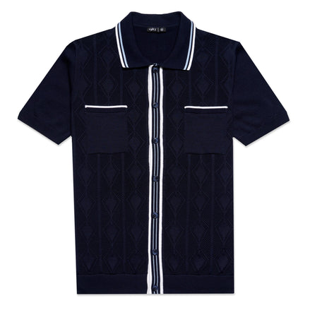 The Chandler Knit Polo Shirt - Navy Button Down Shirts Eight-X NAVY S
