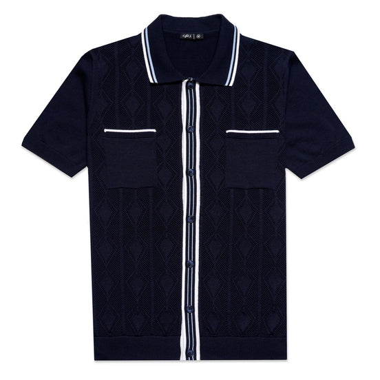 The Chandler Knit Polo Shirt - Navy Button Down Shirts Eight-X NAVY S