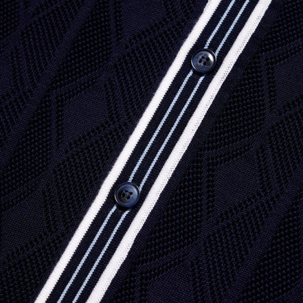 The Chandler Knit Polo Shirt - Navy Button Down Shirts Eight-X