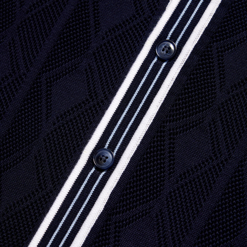 The Chandler Knit Polo Shirt - Navy Button Down Shirts Eight-X