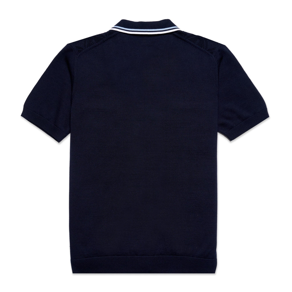 The Chandler Knit Polo Shirt - Navy Button Down Shirts Eight-X