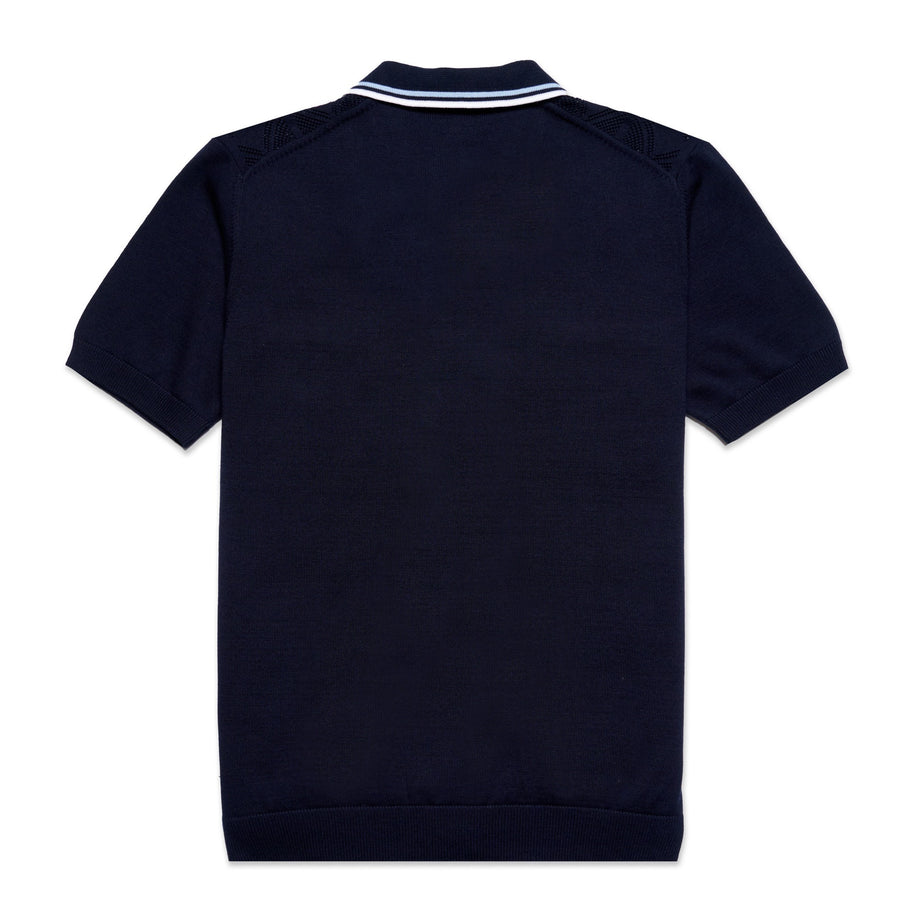 The Chandler Knit Polo Shirt - Navy – Eight-X