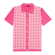 Chain Link Knit Polo Shirt - Pink Button Down Shirts Eight-X PINK S