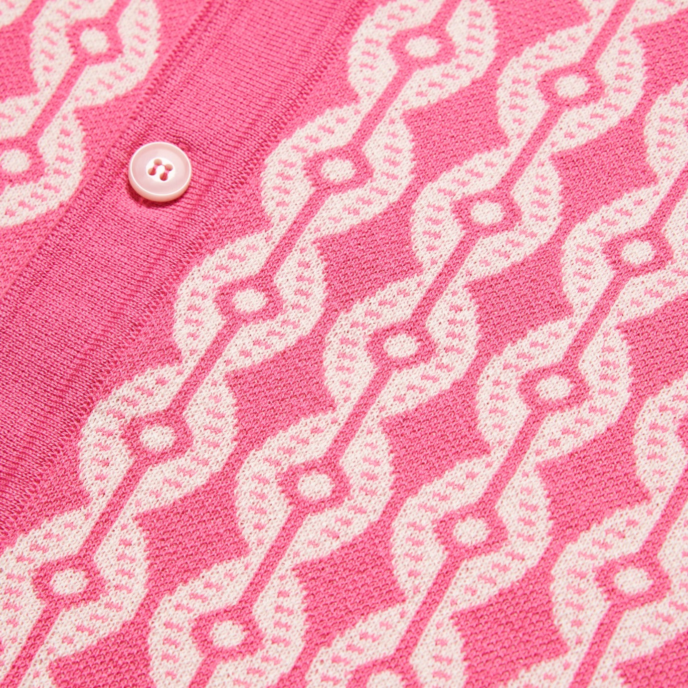 Chain Link Knit Polo Shirt - Pink Button Down Shirts Eight-X