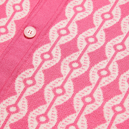 Chain Link Knit Polo Shirt - Pink Button Down Shirts Eight-X