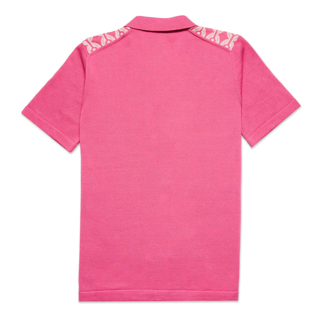 Chain Link Knit Polo Shirt - Pink Button Down Shirts Eight-X