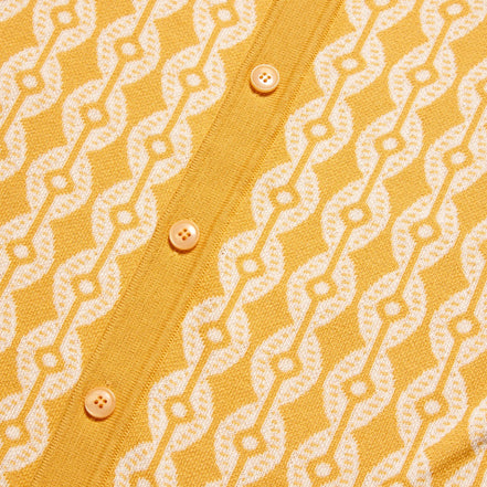 Chain Link Knit Polo Shirt - Yellow Button Down Shirts Eight-X