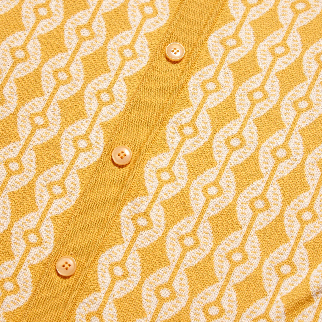 Chain Link Knit Polo Shirt - Yellow Button Down Shirts Eight-X