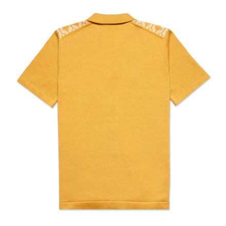 Chain Link Knit Polo Shirt - Yellow Button Down Shirts Eight-X