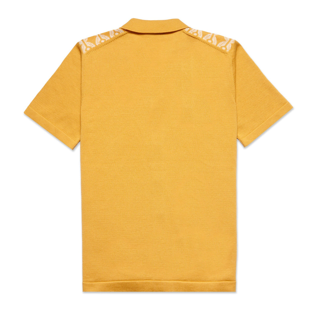 Chain Link Knit Polo Shirt - Yellow Button Down Shirts Eight-X