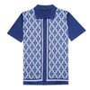 Diamond Weave Knit Polo Shirt - Blue Button Down Shirts Eight-X BLUE S