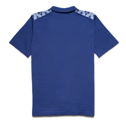 Diamond Weave Knit Polo Shirt - Blue Button Down Shirts Eight-X