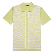 Diamond Weave Knit Polo Shirt - Green Button Down Shirts Eight-X GREEN S