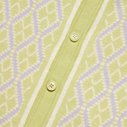Diamond Weave Knit Polo Shirt - Green Button Down Shirts Eight-X