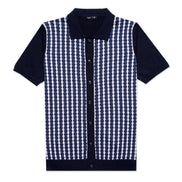 Midnight Mosaic Knit Polo Shirt Button Down Shirts Eight-X NAVY S
