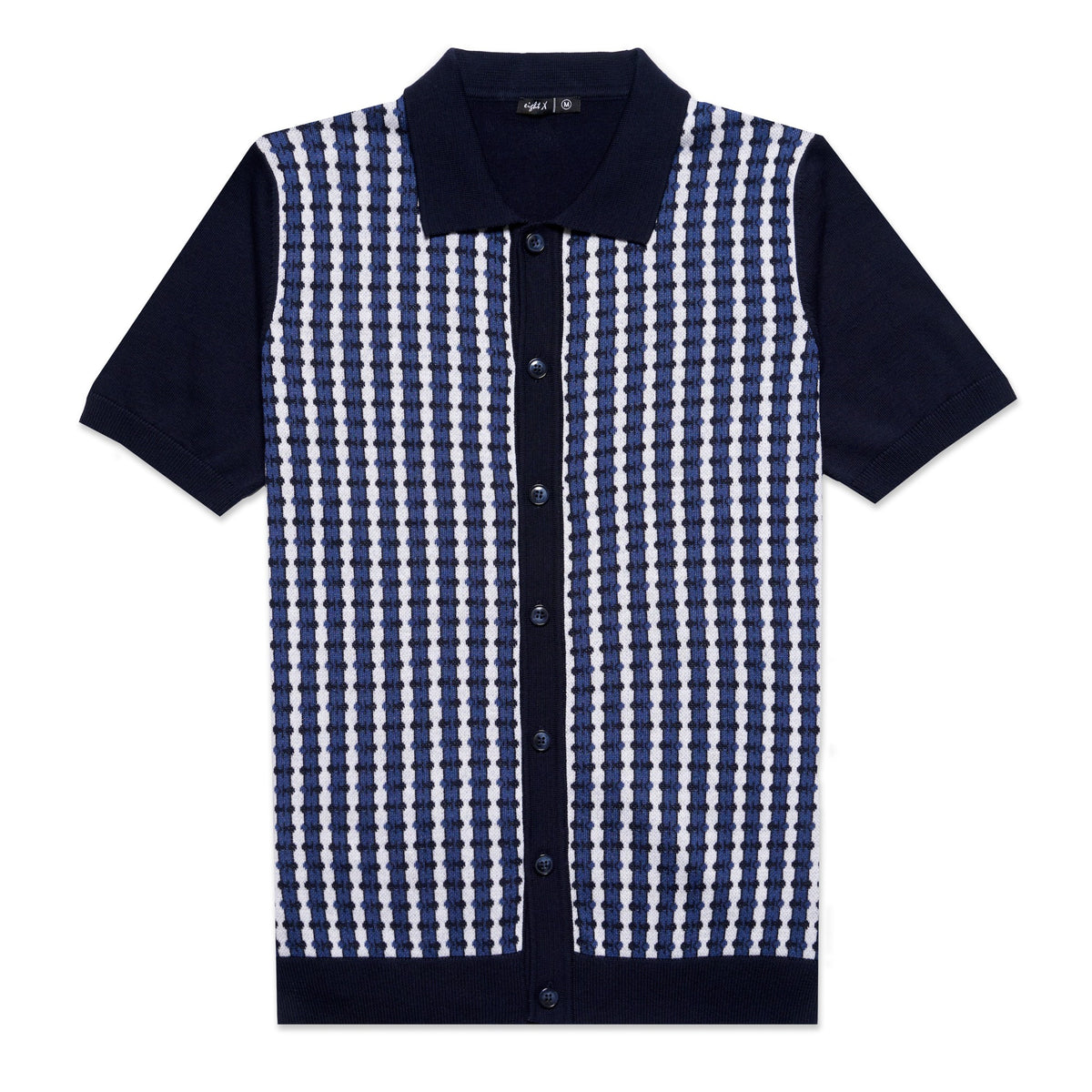 Midnight Mosaic Knit Polo Shirt Button Down Shirts Eight-X NAVY S