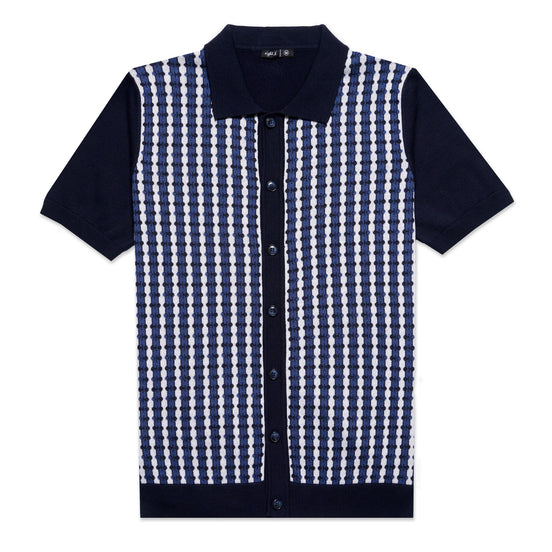 Midnight Mosaic Knit Polo Shirt Button Down Shirts Eight-X NAVY S