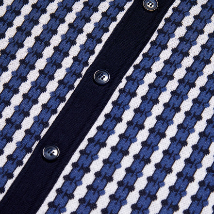 Midnight Mosaic Knit Polo Shirt Button Down Shirts Eight-X