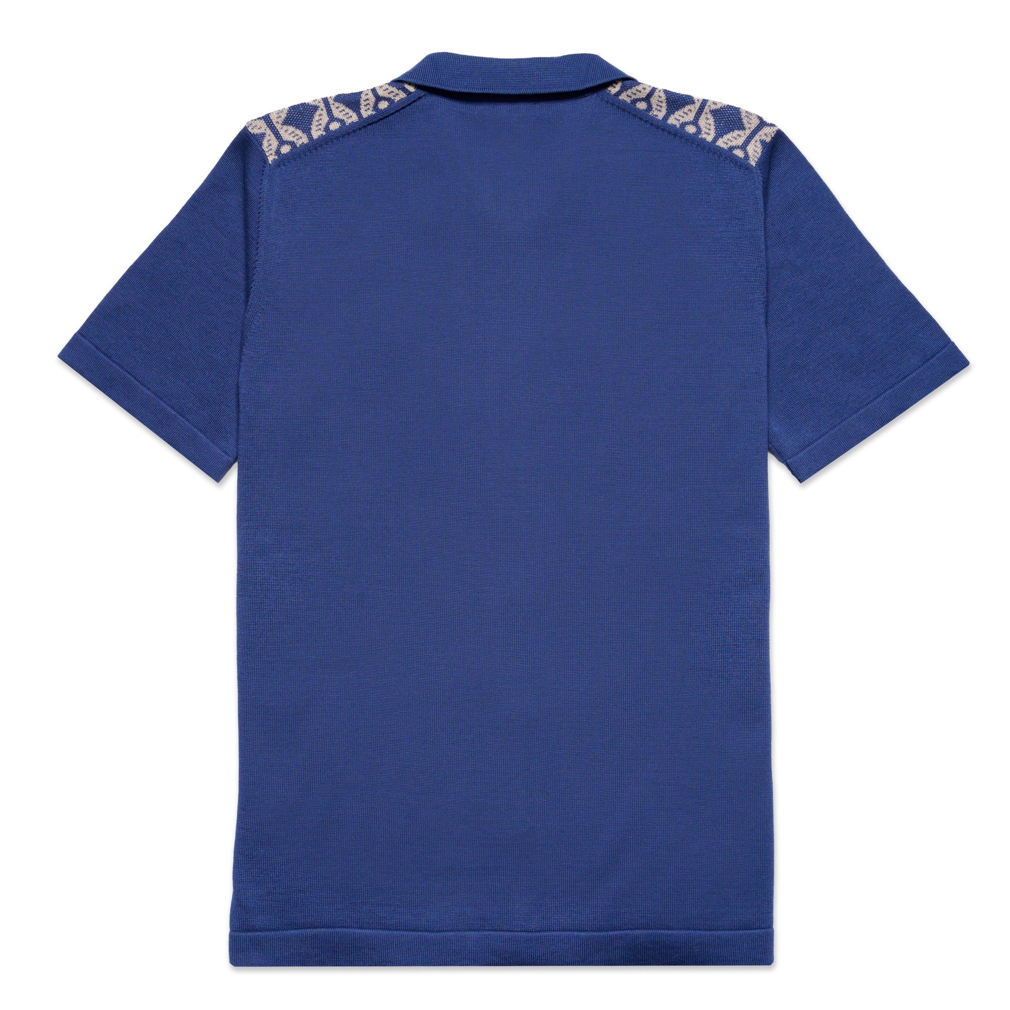 Chain Link Knit Polo Shirt - Blue Button Down Shirts Eight-X