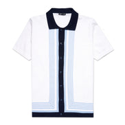 The Linear Knit Polo Shirt - Sea Breeze Button Down Shirts Eight-X WHITE S