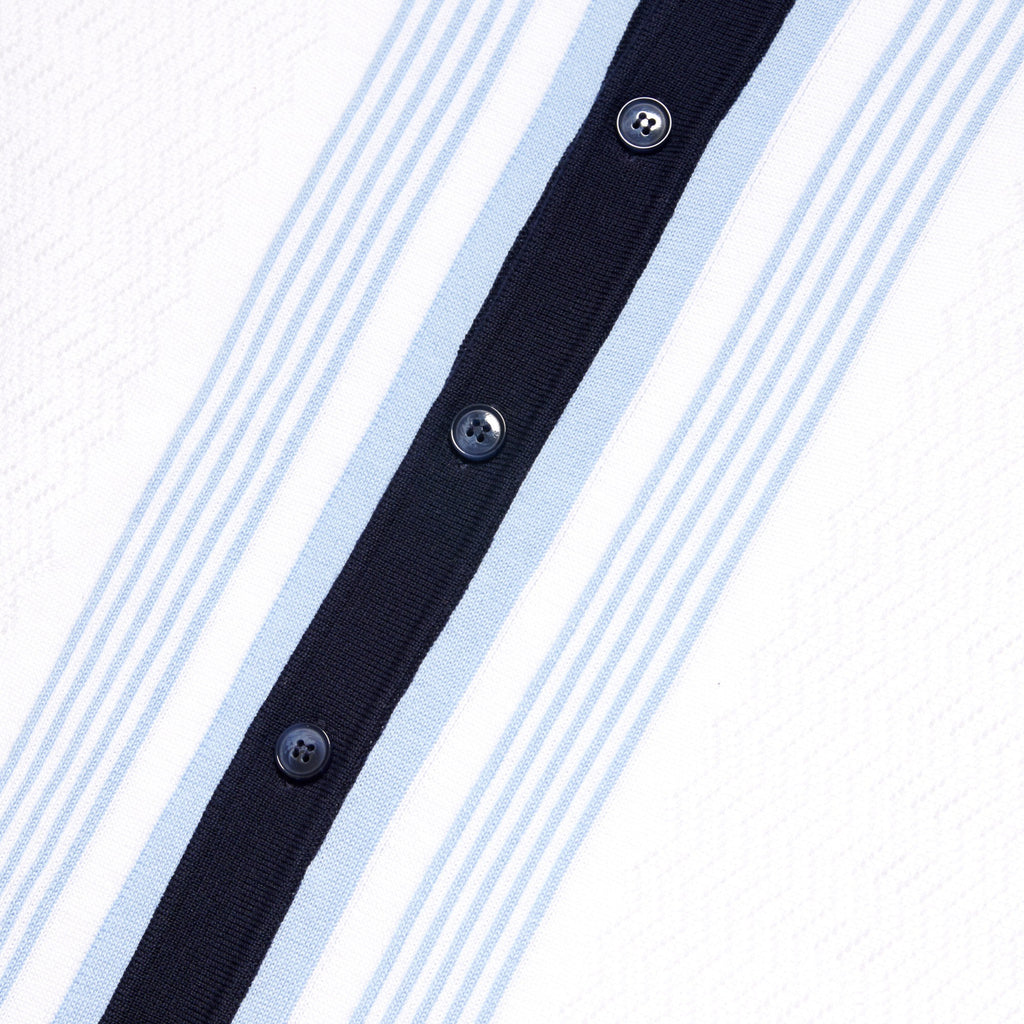 The Linear Knit Polo Shirt - Sea Breeze Button Down Shirts Eight-X