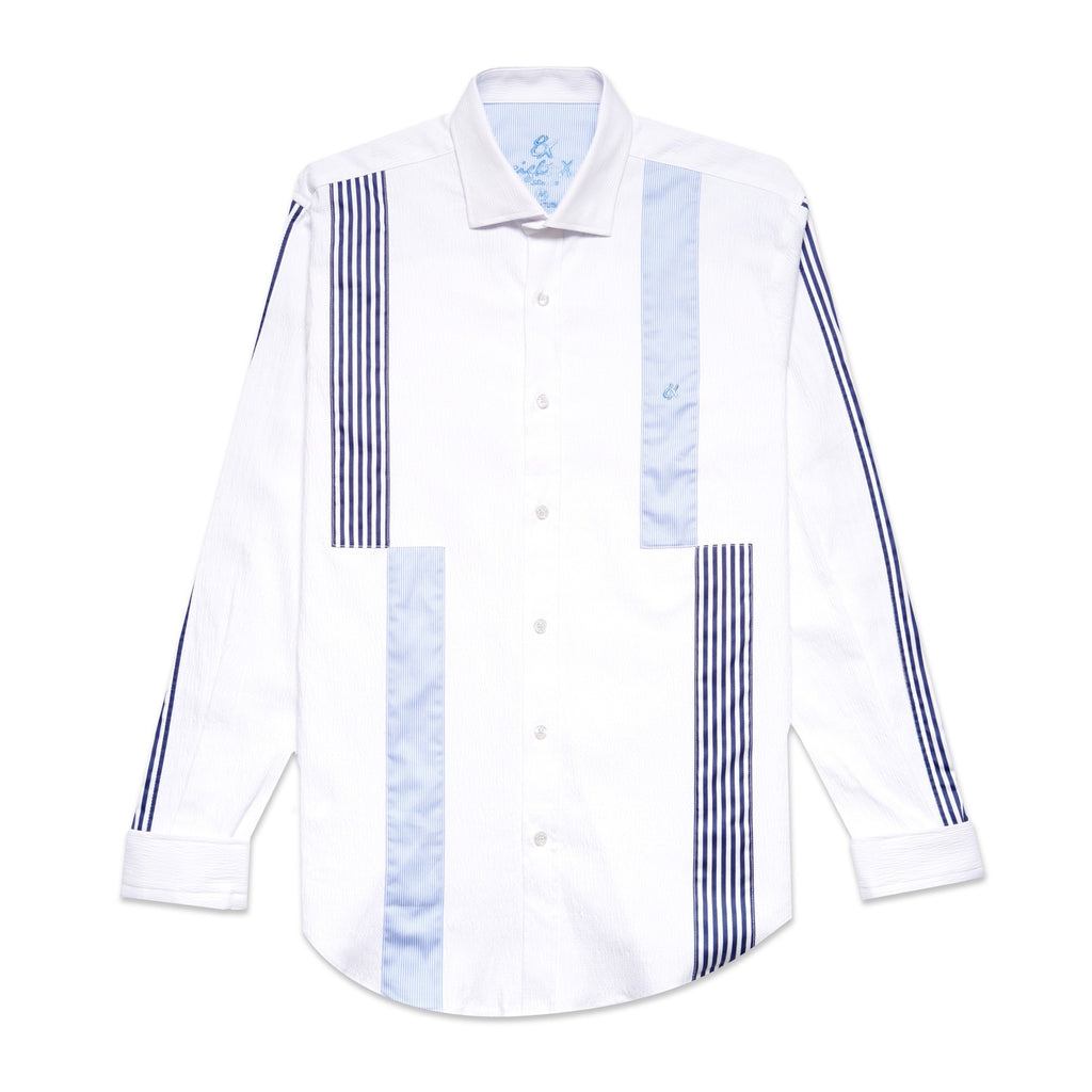 Upright Stripes Button Up Shirt Button Down Shirts Eight-X WHITE S
