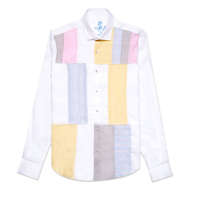 Patchwork Harmony Button Up Shirt Button Down Shirts Eight-X WHITE S