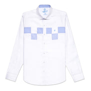 Minos Button Up Shirt - White/Blue Button Down Shirts Eight-X WHITE S