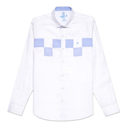 Minos Button Up Shirt - White/Blue Button Down Shirts Eight-X WHITE S