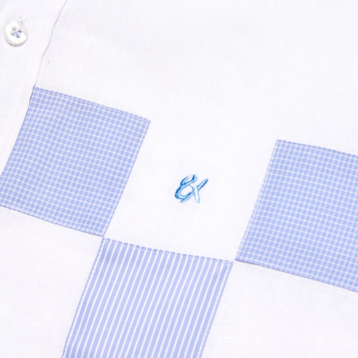 Minos Button Up Shirt - White/Blue Button Down Shirts Eight-X