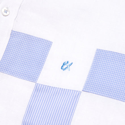 Minos Button Up Shirt - White/Blue Button Down Shirts Eight-X