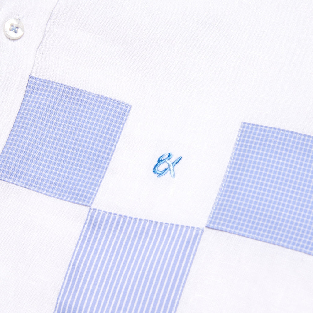 Minos Button Up Shirt - White/Blue Button Down Shirts Eight-X