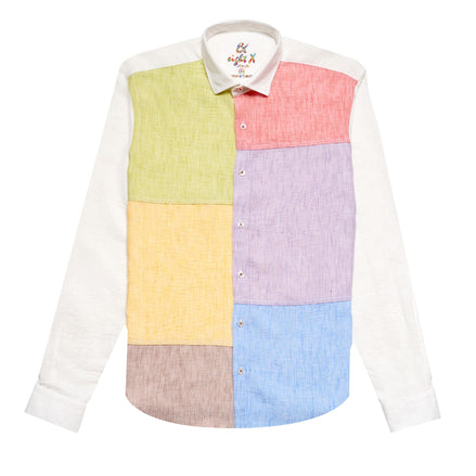 Color Panel Long Sleeve Button Up Shirt Button Down Shirts Eight-X MULTI S