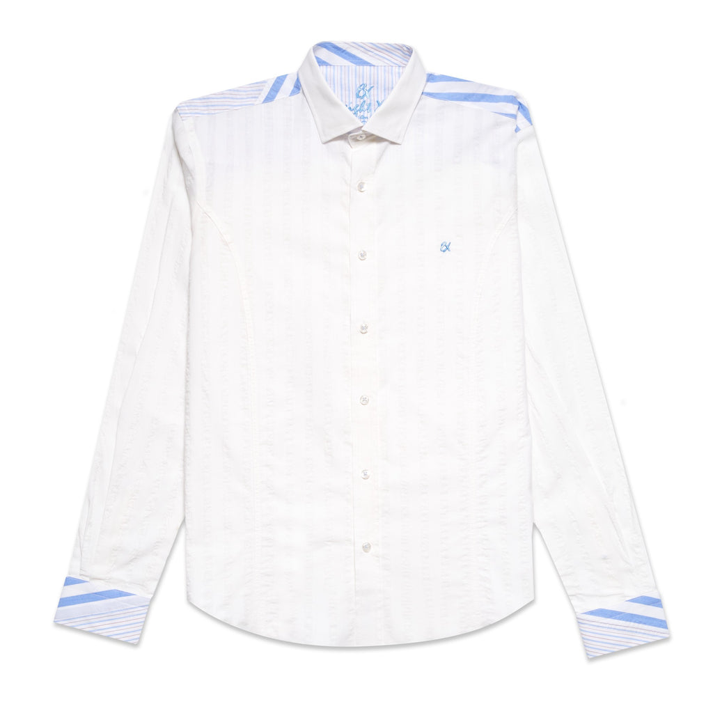 Skyline Stripes Button Up Shirt Button Down Shirts Eight-X WHITE S
