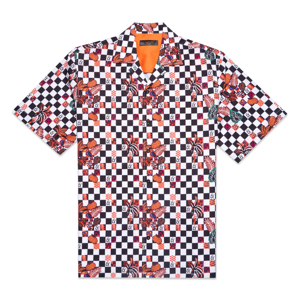 Checkered Plants Short Sleeve Button Up Shirt Short Sleeve Shirts Eight-X