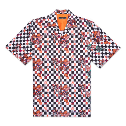Checkered Plants Short Sleeve Button Up Shirt Short Sleeve Shirts Eight-X